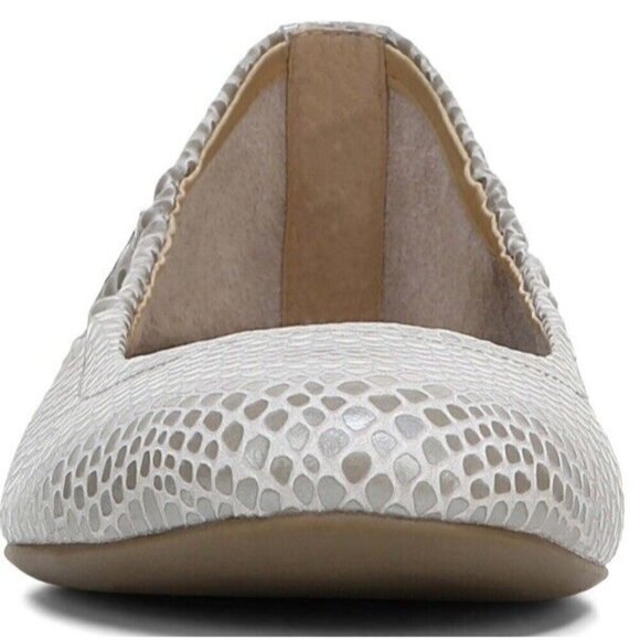 Vionic Ballet Flat Alexa Leather Lizard Aluminum Womens 7.5‎ Arch Support New - Picture 5 of 7